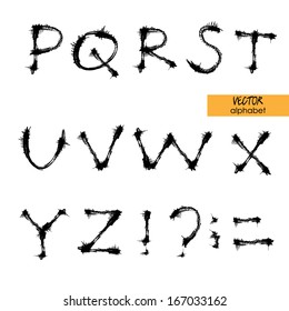 conjunto esbozado de arte de fuentes clásicas de carácter vector, símbolos en mayúsculas, parte 1