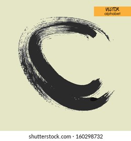 alfabeto de estilización esbozado en el vector, tipo de letra gris negro, signo C