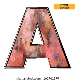 kunstskizziertes stylisiertes Alphabet in Vektorgrafik, bunter Schrift, Zeichen A