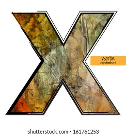 art sketched stylization alphabet in vector, colorful font, sign X