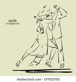 Art Sketched Tango Dancers In Vector