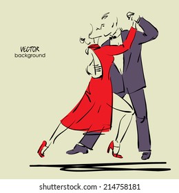 art sketched tango dancers in vector