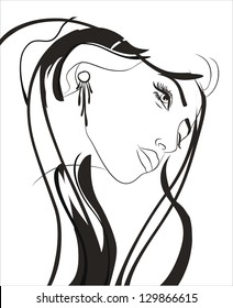 art sketching beautiful girl face symbols. Vector version is also in my gallery.