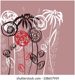 arte esboçando fundo de vetor floral com espaço para texto