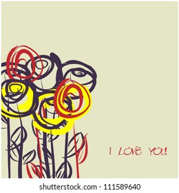 art sketching floral vector background with space for text