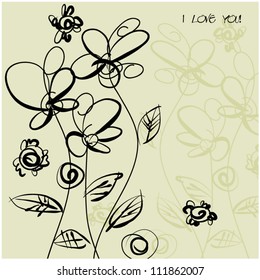 dibujo artístico de fondo vectorial floral