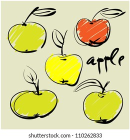 art sketching set of vector apple  symbols