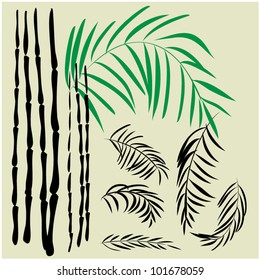 art sketching set of vector bamboo symbols
