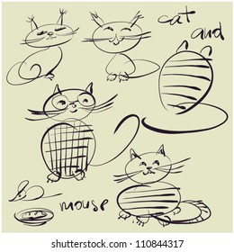 art sketching set of vector cats  symbols