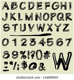 art sketching set of vector character font  symbols