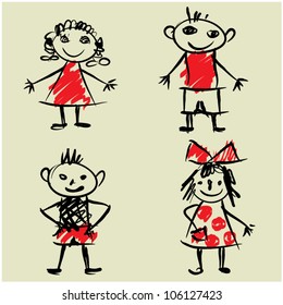 art sketching set of vector children  symbols