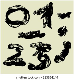 conjunto de dibujos artísticos de figuras vectoriales y símbolos de tipos de letra parte 7