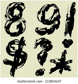 art sketching set of vector figures and font symbols part 9