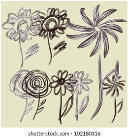 Zeichensatz von Vektorblumensymbolen