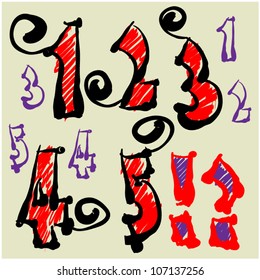 art sketching set of vector font  symbols