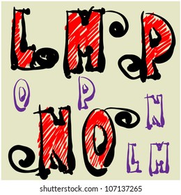 art sketching set of vector font  symbols
