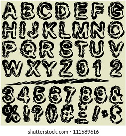 art sketching set of vector font  symbols
