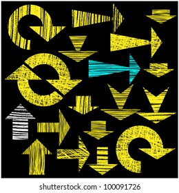 art sketching set of vector grunge arrows symbols