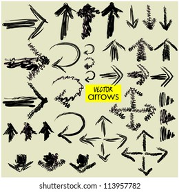 art sketching set of vector grunge arrows symbols