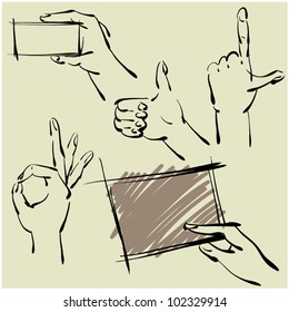 art sketching set of vector hands  symbols