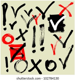 art sketching set of vector ticks symbols