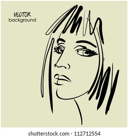 art sketching vector beautiful girl face symbols