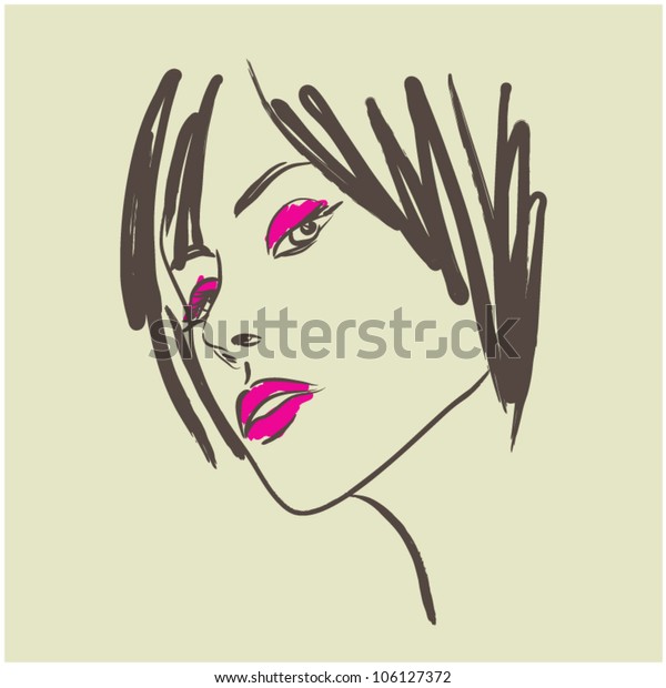 Art Sketching Vector Beautiful Girl Face Stock Vector Royalty Free 106127372