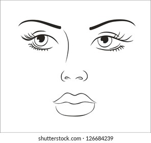 art sketching vector beautiful melancholy girl face symbols