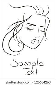 art sketching vector beautiful melancholy girl face symbols