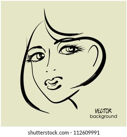 vector de dibujo de arte hermosa joven cara símbolos