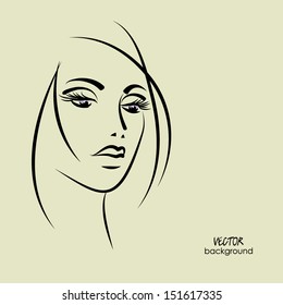arte esboçando vetor de rosto bela jovem mulher 