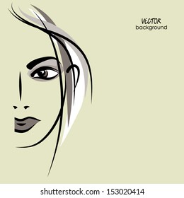 art sketching vector of face beautiful young woman 