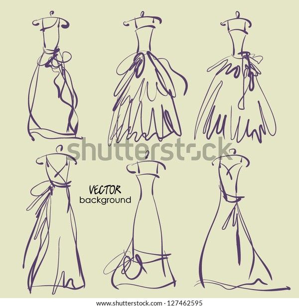 Vector De Stock Libre De Regalias Sobre Dibujo Artistico De Vestidos De Novia127462595