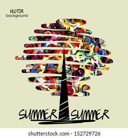 art sketchy summer vector tree for design, with space for text