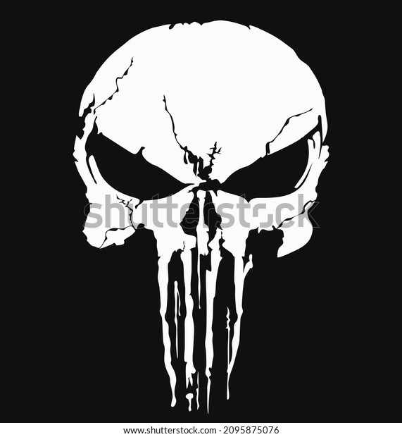 Art skull and Bones icon punisher. Element\
of crime and punishment style illustration, T-Shirt graphics design\
famous, vector design icon\
isolated