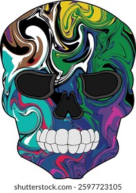 Art skull with colorful ,spooky, Halloween