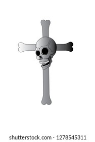 Art Skull Cross Tattoo. Hand drawing and make graphic vector.