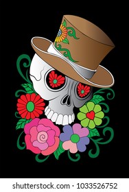 Art Skull Day of the dead. Hand drawing and make graphic vector.