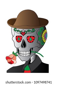 Art Skull Day of the dead. Hand drawing and make graphic vector.