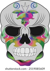 Art skull with full color ,spooky, Halloween

