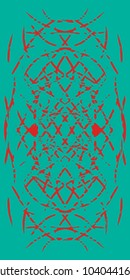 Art skull of red bones. Designer postcard from broken and rushing lines.