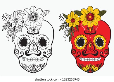 Art Skull Skeleton Dead Mexican Death Stock Vector (Royalty Free ...