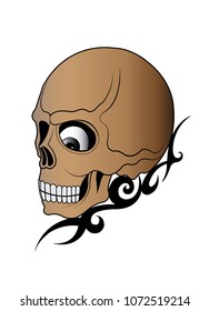 Art Skull Tattoo. Hand drawing and make graphic vector.