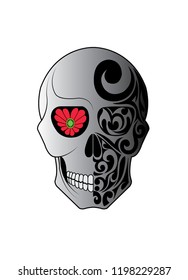 Art Skull Tattoo. Hand drawing and make graphic vector.