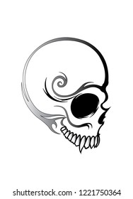 Art Skull Tattoo. Hand drawing and make graphic vector.