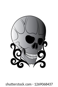 Art Skull Tattoo. Hand drawing and make graphic vector.