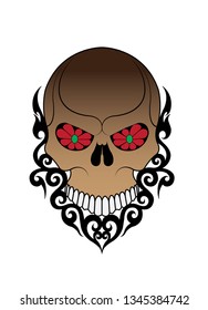 Art Skull Tattoo. Hand hand drawing graphic vector.