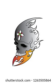 Art Skull Tattoo.Hand drawing and make graphic vector.