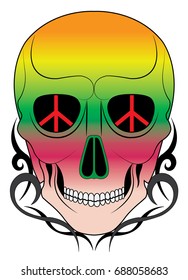 Art skull vector. Hand drawing and make graphic for vector.