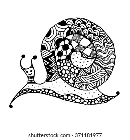 Art snail, ornate zentangle style for your design